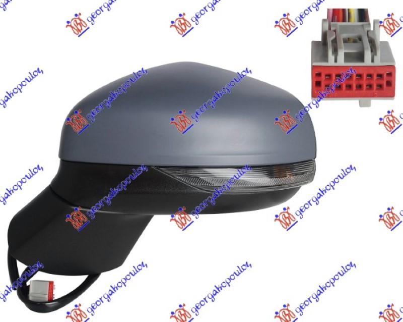 RETROVIZOR ELEK. SA GREJACEM PM (ELEKTRO-SKLOPIV) (MIGAVAC) (SVETLO) (MRTAV UGAO) (12 PIN) (B KVAL) (KONVEKSNO STAKLO) FORD PUMA 2020- (J2K/CF7)