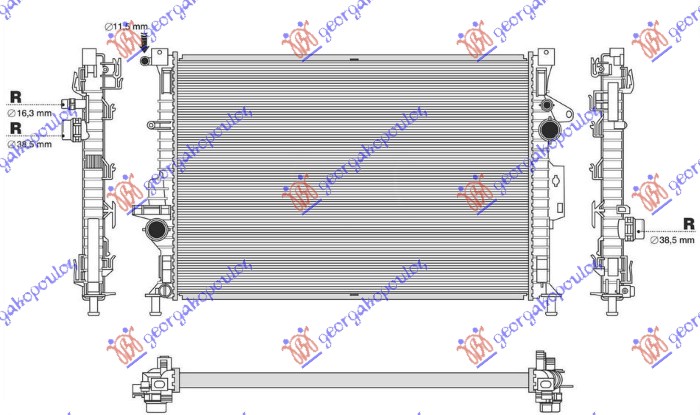 HLADNJAK MOTORA 1.6 EcoBoost BENZIN (MANUELNI/AUTOMATSKI) (672x454) FORD TRANSIT/TOURNEO CONNECT 2013-2019 (C4A)