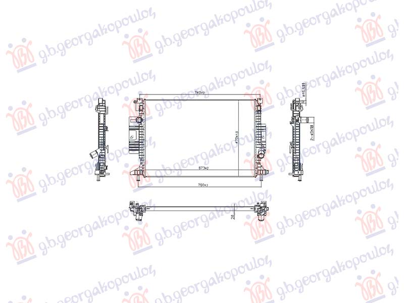 HLADNJAK MOTORA 1.5 EcoBlue DIZEL (AUTO) (673x470) (NISSENS) FORD TRANSIT/TOURNEO CONNECT 2013-2019 (C4A)