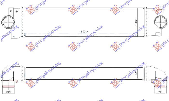 HLADNJAK INTERKULERA 2.0 TDCi DIZEL (650x160x64) (BEZ OTVORA ZA SENZOR) (NISSENS) FORD S-MAX 2015-2019 (WA6/CJ)