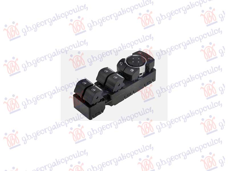 PREKIDAC U PREDNJIM VRATIMA (4 TASTERA) (ELEKTRO-SKLOPIV RETROVIZOR) (ZAKLJUCAVANJE PROZORA) HROM/CRNI (3 PIN) FORD MONDEO 2014-2019 (CD/CE/CF)