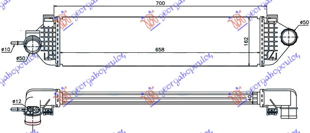 HLADNJAK INTERKULERA 2.0 TDCi DIZEL (650x160x64) FORD KUGA 2013-2016 (DM2)