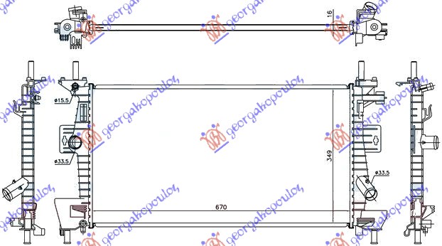 HLADNJAK MOTORA 1.6i 16VTI (+/-AC) (67x37x16) FORD FOCUS 2011-2014 (DH)