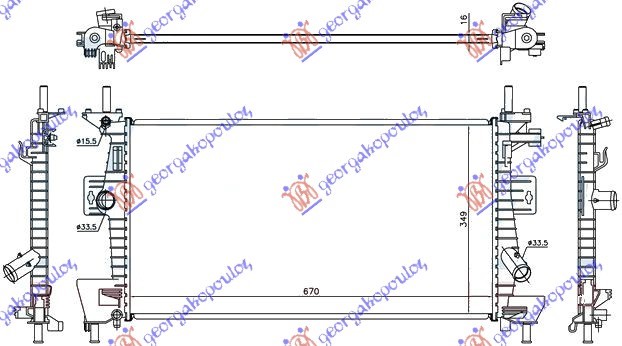 HLADNJAK MOTORA 1.6 BENZIN (+/-AC) (670x370x16) (NRF) FORD FOCUS 2014-2018 (DH)
