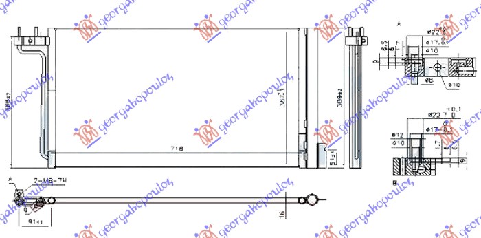 HLADNJAK KLIME 1.6/2.0 BENZIN / ELEK.POGON (718x384x16) FORD FOCUS 2014-2018 (DH)
