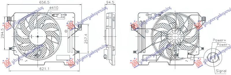 VENTILATOR KOMPLET 1.0 BENZIN / 1.5 TDCI (250W) (2PIN) (NISSENS) FORD KUGA 2016-2020 (CBS)