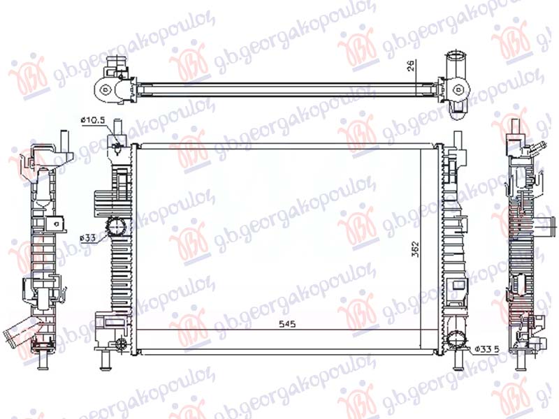 HLADNJAK MOTORA 1.6 TDCi DIZEL (MAN) (545x360x26) (NRF) FORD C-MAX II 2010-2014 (DXA/CB7/DXA/CEU)