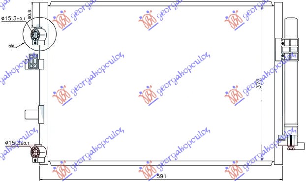 HLADNJAK KLIME 1.6 TDCi (572x338) FORD C-MAX II 2010-2014 (DXA/CB7/DXA/CEU)