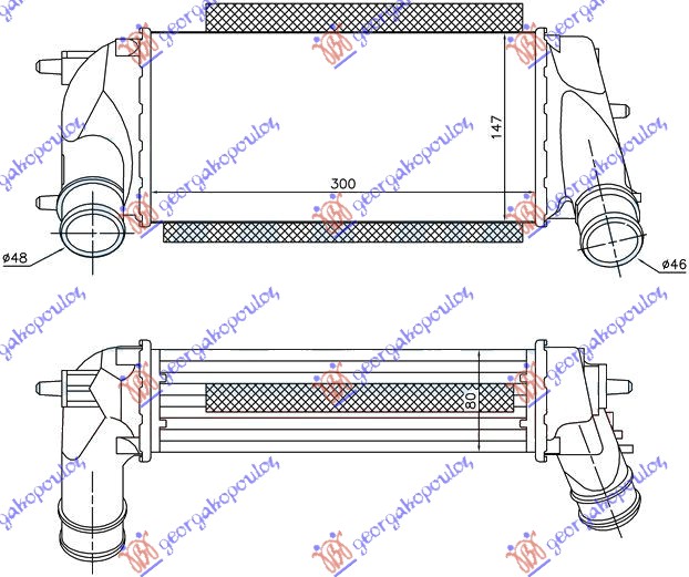 HLADNJAK INTERKULERA 1.0i 12V TURBO (300x147x80) FORD FIESTA 2013-2017 (JD)