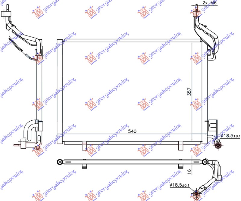 HLADNJAK KLIME 1.6 TDCi DIZEL od 2014 FORD FIESTA 2013-2017 (540x357x16) (NRF) (JD)