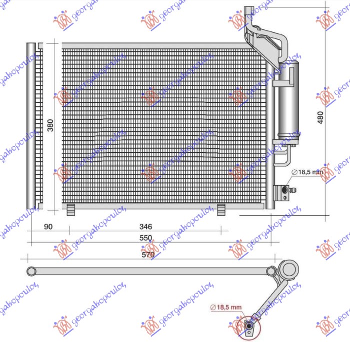 HLADNJAK KLIME 1.0 BENZIN (570x357) FORD FIESTA 2013-2017 (JD)