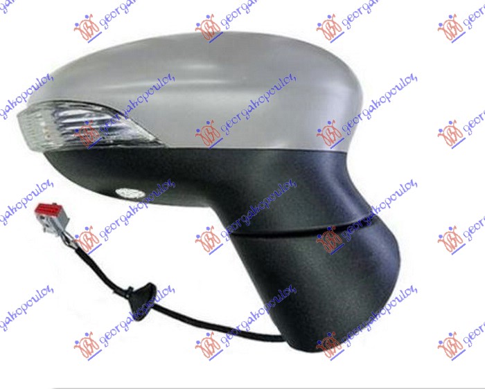 RETROVIZOR ELEKTRICNI SA GREJACEM PM (MIGAVAC) (SVETLO) (8 PIN) (ASFERICNO STAKLO) FORD FIESTA 2013-2017 (JD)