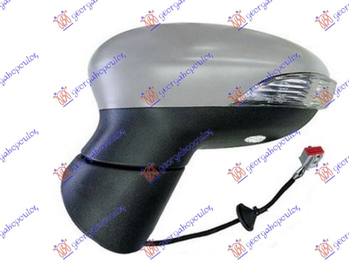 RETROVIZOR ELEKTRICNI SA GREJACEM PM (MIGAVAC) (SVETLO) (8 PIN) (ASFERICNO STAKLO) FORD FIESTA 2013-2017 (JD)