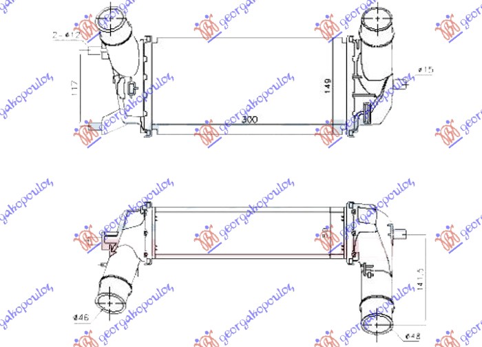 HLADNJAK INTERKULERA 1.0 EcoBoost BENZIN (300x147x80) FORD FIESTA 2017- (HJ/HF)
