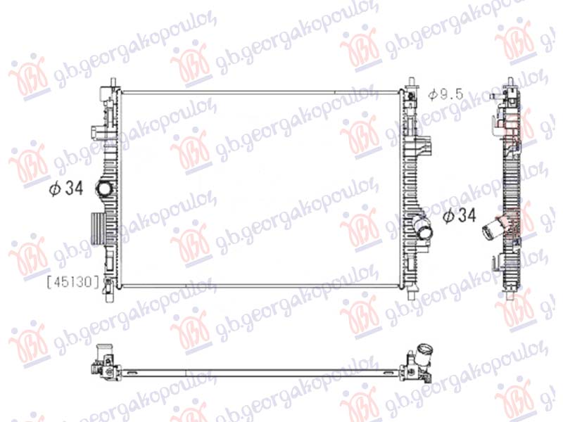 HLADNJAK MOTORA 1.5 BENZIN (ST) (643x454) (KOYO) FORD FIESTA 2017- (HJ/HF)