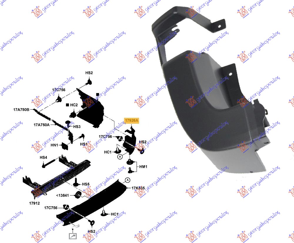 KRAJ ZADNJEG BRANIKA SIVI FORD TRANSIT 2013-2019 (F3/FCD/FDD/FAD/FED)