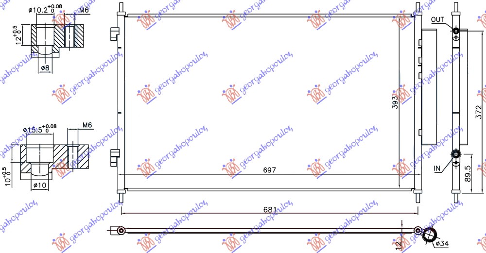 HLADNJAK KLIME BENZIN/DIZEL (665x395x12) HONDA HR-V 2015-2019 (RU)