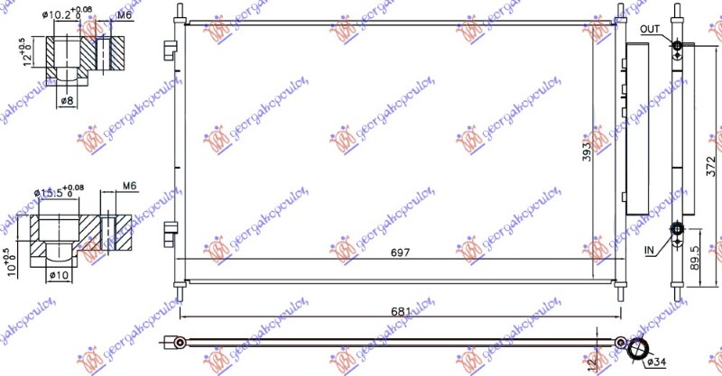 HLADNJAK KLIME BENZIN/DIZEL (665x395x12) (KOYO) HONDA HR-V 2015-2019 (RU)