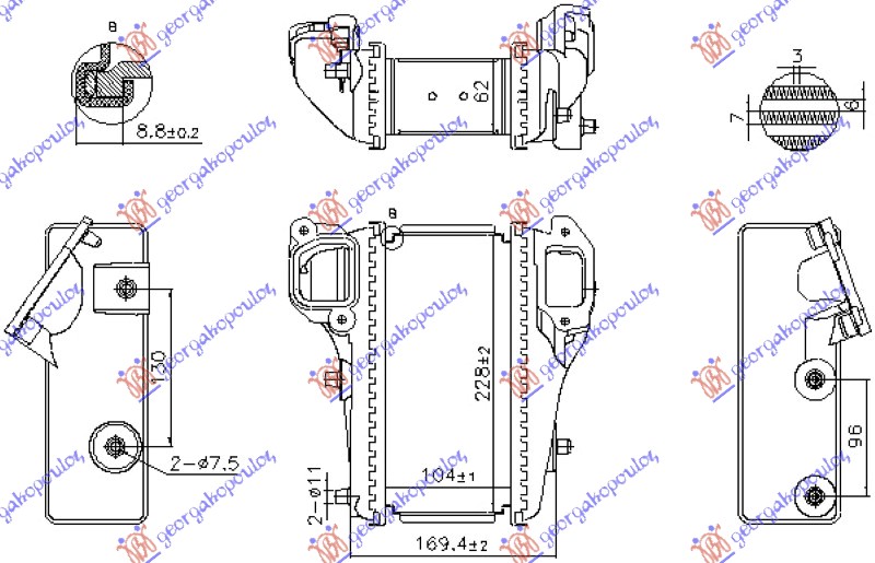 HLADNJAK INTERKULERA 1.6/2.2 i-DTEC HONDA CIVIC H/B-L/B 2012-2016 (104x231x64) (NRF) (FK)
