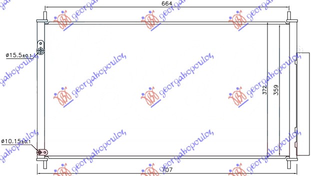 HLADNJAK KLIME BENZIN/DIZEL (665x360x16) HONDA CIVIC H/B-L/B 2012-2016 (FK)