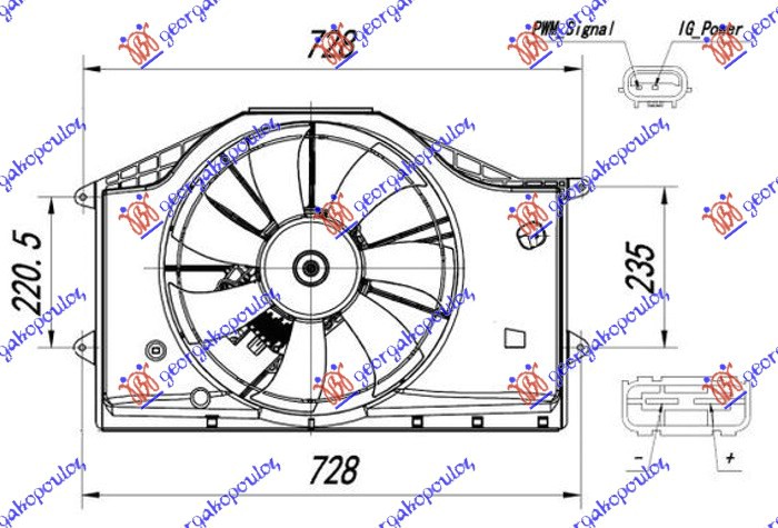 VENTILATOR KOMPLET (1.0/1.5 VTEC BENZIN) HONDA CIVIC H/B 2016-2022 (FC/FK)
