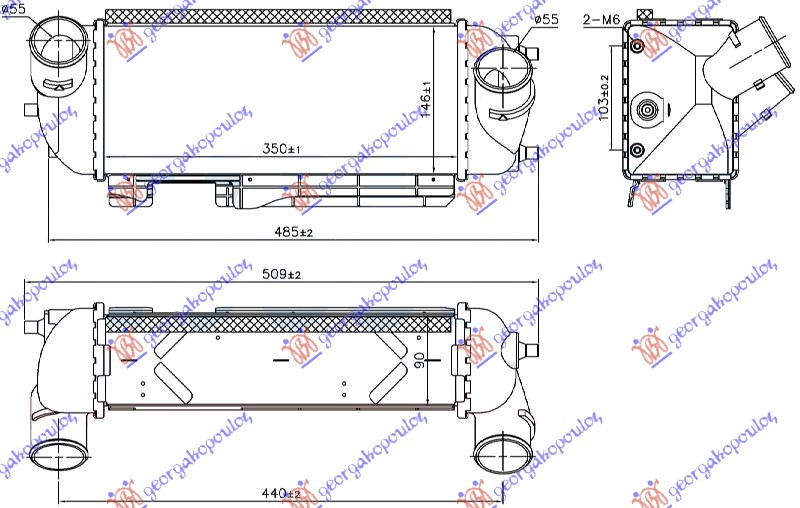 HLADNJAK INTERKULERA 2.0 CRDI (350x146x90) KIA SPORTAGE 2010-2014 (SL)