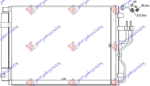 HLADNJAK KLIME ZA SVE MODELE DIZEL (535x380x16) (CESKA) KIA SPORTAGE 2010-2014 (SL)