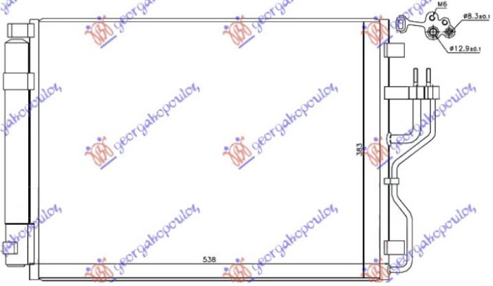 HLADNJAK KLIME ZA SVE MODELSE DIZEL (535x380x16) (CESKA) (MARELLI) KIA SPORTAGE 2010-2014 (SL)