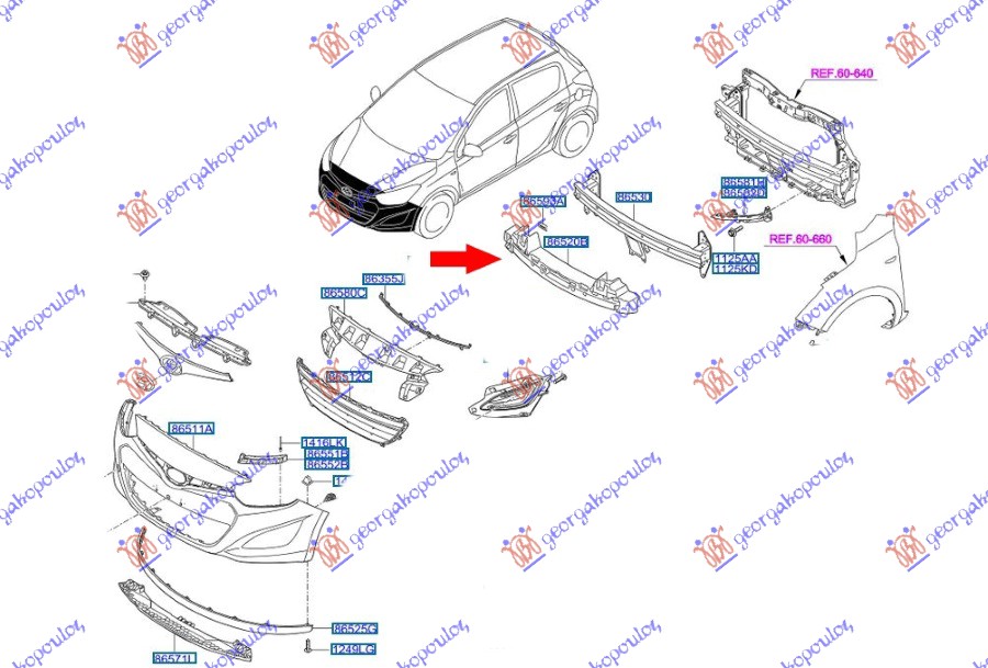 APSORBER PREDNJEG BRANIKA (ORIGINALNI) HYUNDAI i20 I 2012-2014 (BA/IA)