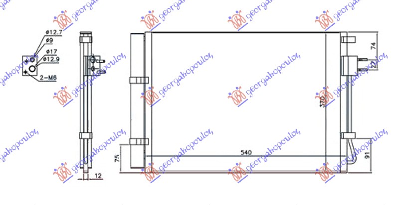 HLADNJAK KLIME 1.2/1.4i BENZIN (520x370x12) HYUNDAI i20 I 2012-2014 (BA/IA)