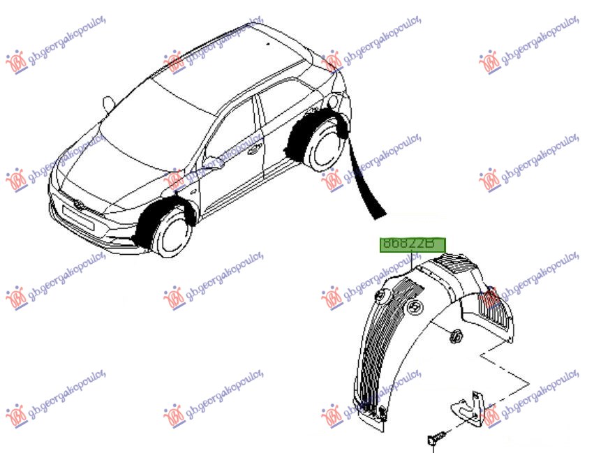 ZADNJE POTKRILO PLASTICNO HYUNDAI i20 II (H/B) 2014-2018 (GB/IB)