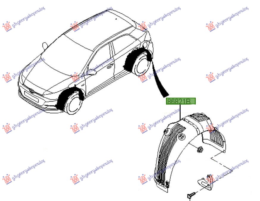 ZADNJE POTKRILO PLASTICNO HYUNDAI i20 II (H/B) 2014-2018 (GB/IB)