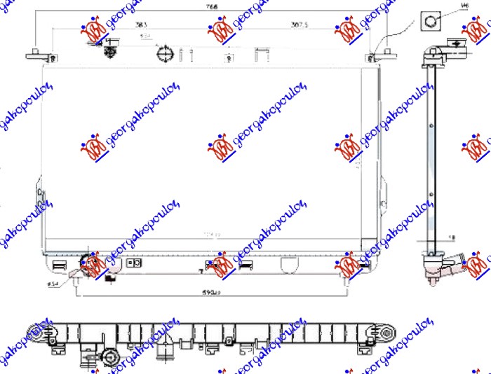 HLADNJAK MOTORA 2.0i/2.4i/2.5i/2.7i BENZIN (400x724) (NRF) HYUNDAI SONATA 2001-2005 (EF)