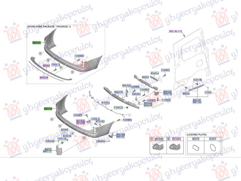 ZADNJI BRANIK (4 PDC SENZORA) (ORIGINALNI) HYUNDAI STARIA 2025- (US4)