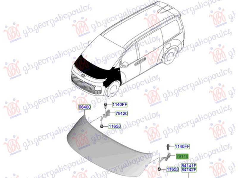 MAKAZE HAUBE (ORIGINALNI) HYUNDAI STARIA 2025- (US4)