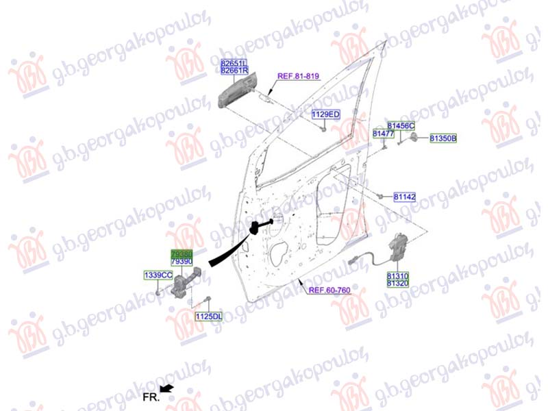 GRANICNIK PREDNJIH VRATA (ORIGINALNI) HYUNDAI STARIA 2025- (US4)
