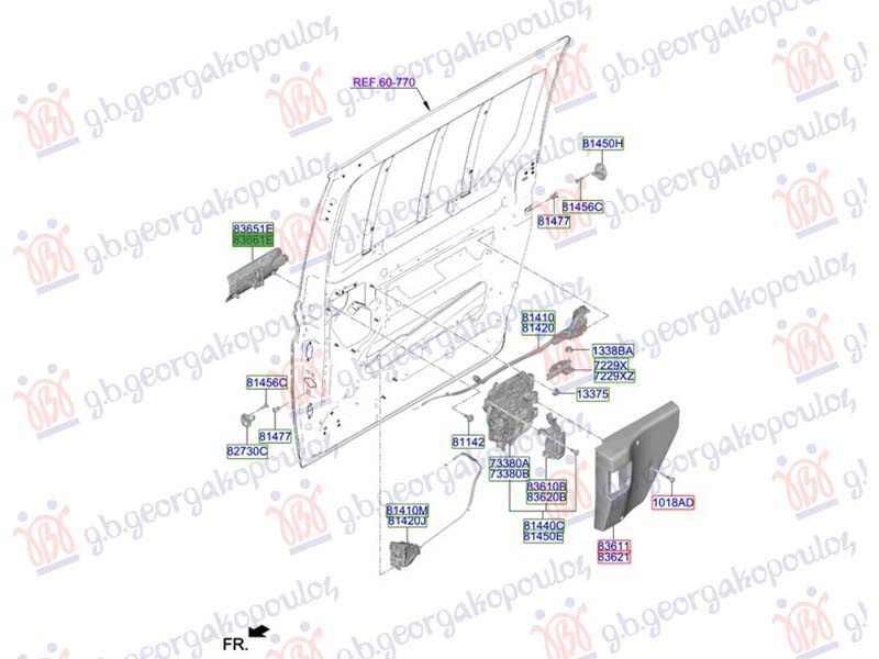 KVAKA ZADNJIH KLIZNIH VRATA SPOLJASNJA (ORIGINALNI) HYUNDAI STARIA 2025- (US4)