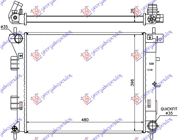 HLADNJAK MOTORA 1.4/1.6 CRDi (480x390x26) (NRF) HYUNDAI ELANTRA 2011-2013 (MD/UD)