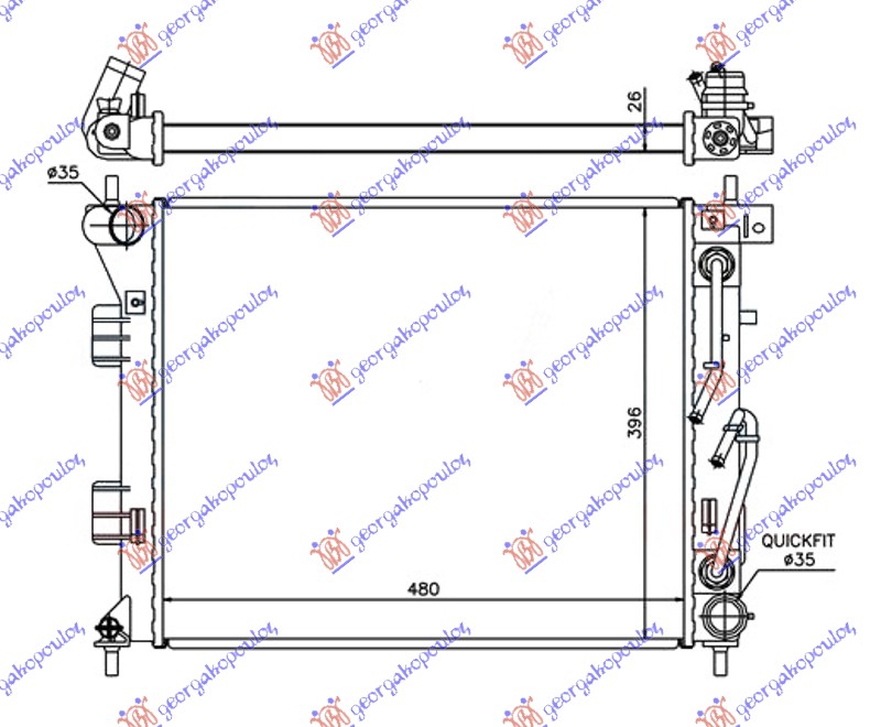 HLADNJAK MOTORA 1.6 CRDi DIZEL (AUTO) (480x395x26) (NRF) HYUNDAI ELANTRA 2011-2013 (MD/UD)