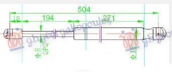 AMORTIZER GEPEK VRATA (504L-355N) HYUNDAI i30 5D 2012-2014 (GD)
