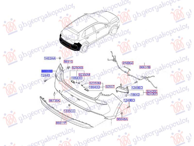 ZADNJI BRANIK (4 PDC SENZOR) (H/B) (ORIGINALNI) HYUNDAI i30 HATCHBACK/TOURER 2017-2020 (PDE/PDEN)