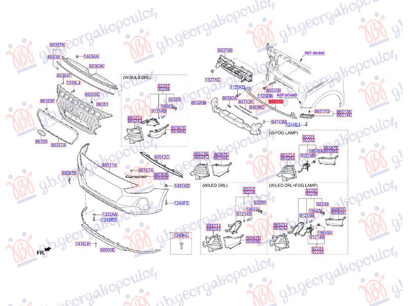 SINA PREDNJEG BRANIKA DONJA (ORIGINALNI) HYUNDAI i30 HATCHBACK/TOURER 2017-2020 (PDE/PDEN)