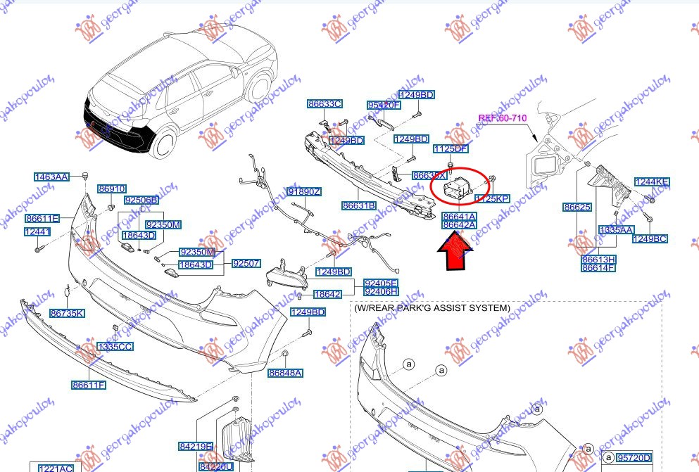NOSAC SINE ZADNJEG BRANIKA (H/B) (ORIGINALNI) HYUNDAI i30 HATCHBACK/TOURER 2017-2020 (PDE/PDEN)
