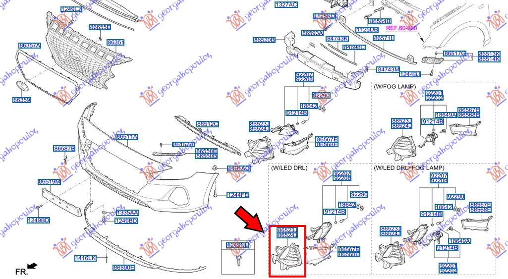 RESETKA PREDNJEG BRANIKA (LED DNEVNO SVETLO) (ORIGINALNI) HYUNDAI i30 HATCHBACK/TOURER 2017-2020 (PDE/PDEN)