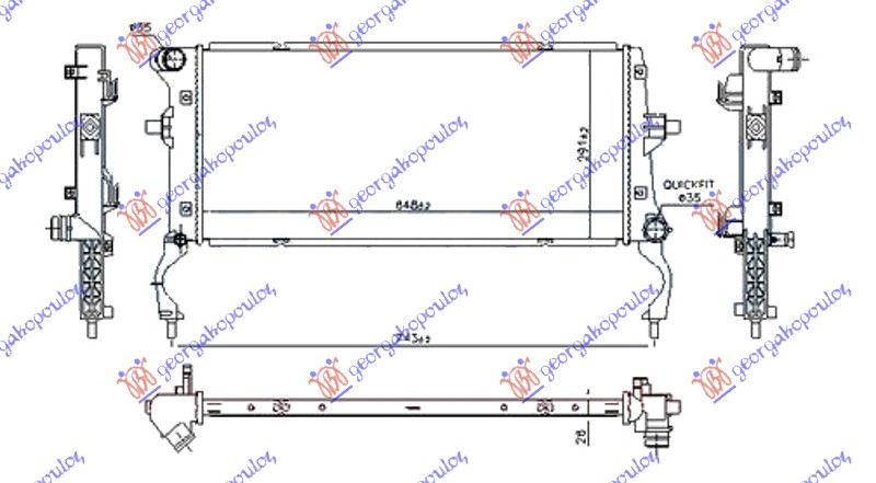 HLADNJAK MOTORA 1.6 CRDi DIZEL (650x290x26) (NRF) HYUNDAI i30 HATCHBACK/TOURER 2017-2020 (PDE/PDEN)