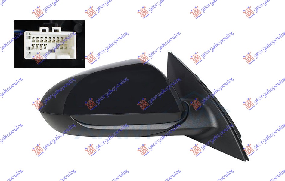 RETROVIZOR ELEKTRICNI SA GREJACEM PM (5 PIN) (A KVALITET) (KONVEKSNO STAKLO) HYUNDAI i30 HATCHBACK/TOURER 2017-2020 (PDE/PDEN)