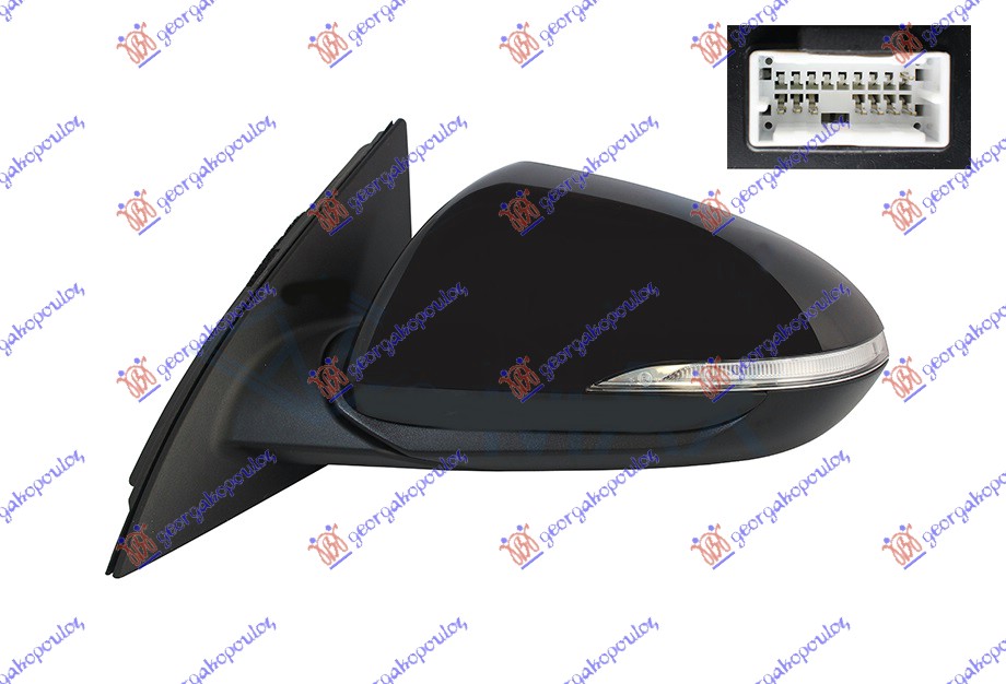 RETROVIZOR ELEKTRICNI SA GREJACEM PM (ELEKTRO-SKLOPIV) (MIGAVAC) (8 PIN) (A KVALITET) (ASFERICNO STAKLO) HYUNDAI i30 HATCHBACK/TOURER 2017-2020 (PDE/PDEN)