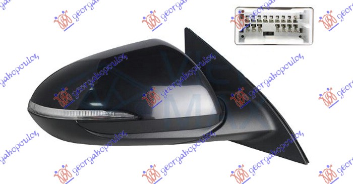 RETROVIZOR ELEKTRICNI SA GREJACEM PM (ELEKTRO-SKLOPIV) (MIGAVAC) (MRTAV UGAO) (10 PIN) (A KVALITET) (KONVEKSNO STAKLO) HYUNDAI i30 HATCHBACK/TOURER 2017-2020 (PDE/PDEN)