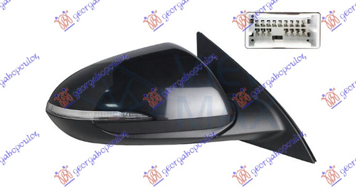 RETROVIZOR ELEKTRICNI SA GREJACEM PM (ELEKTRO-SKLOPIV) (MEMORIJA) (MRTAV UGAO) (14 PIN) (A KVALITET) (KONVEKSNO STAKLO) HYUNDAI i30 HATCHBACK/TOURER 2017-2020 (PDE/PDEN)