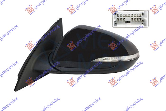 RETROVIZOR ELEKTRICNI SA GREJACEM PM (ELEKTRO-SKLOPIV) (MEMORIJA) (MRTAV UGAO) (14 PIN) (A KVALITET) (ASFERICNO STAKLO) HYUNDAI i30 HATCHBACK/TOURER 2017-2020 (PDE/PDEN)